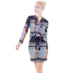 Snowman Button Long Sleeve Dress by artworkshop