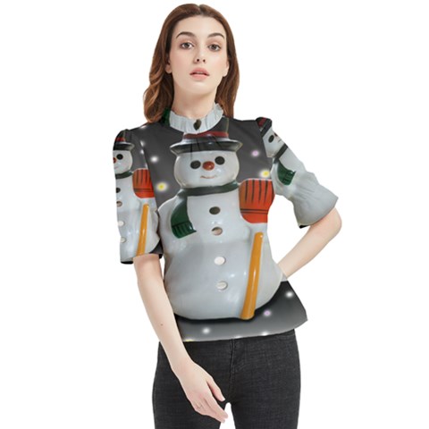 Snowman Frill Neck Blouse by artworkshop