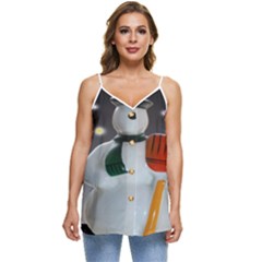 Snowman Casual Spaghetti Strap Chiffon Top by artworkshop