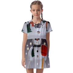 Snowman Kids  Asymmetric Collar Dress by artworkshop