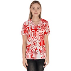 Red Women s V-neck Scrub Top by nateshop