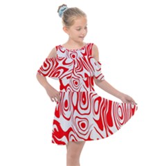 Red Kids  Shoulder Cutout Chiffon Dress by nateshop