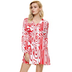 Red Tiered Long Sleeve Mini Dress by nateshop