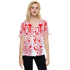 Red Bow Sleeve Button Up Top by nateshop