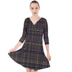 Plaid Quarter Sleeve Front Wrap Dress by nateshop