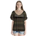 Plaid V-Neck Flutter Sleeve Top View1