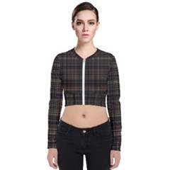 Plaid Long Sleeve Zip Up Bomber Jacket by nateshop