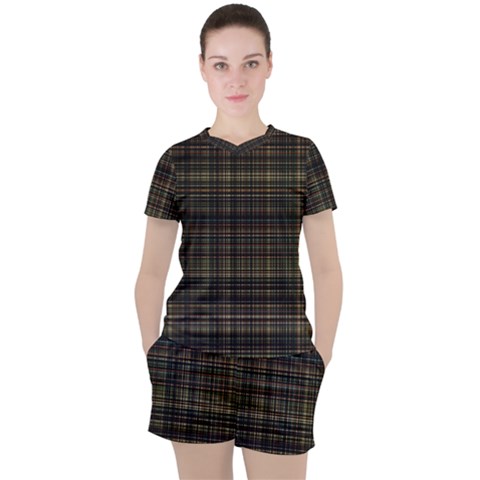 Plaid Women s Tee And Shorts Set by nateshop