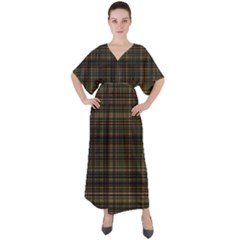 Plaid V-neck Boho Style Maxi Dress by nateshop