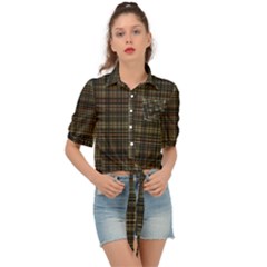 Plaid Tie Front Shirt  by nateshop