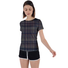 Plaid Back Circle Cutout Sports Tee by nateshop