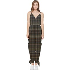 Plaid Sleeveless Tie Ankle Chiffon Jumpsuit by nateshop