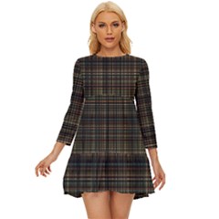 Plaid Long Sleeve Babydoll Dress