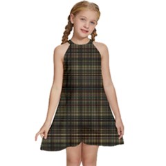 Plaid Kids  Halter Collar Waist Tie Chiffon Dress by nateshop