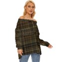 Plaid Off Shoulder Chiffon Pocket Shirt View3