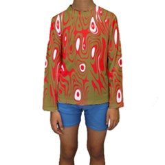 Red-dark Kids  Long Sleeve Swimwear by nateshop