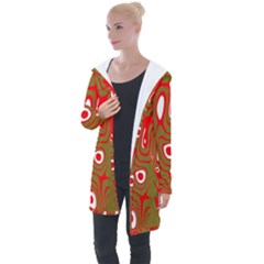 Red-dark Longline Hooded Cardigan by nateshop