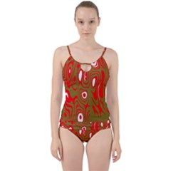 Red-dark Cut Out Top Tankini Set by nateshop