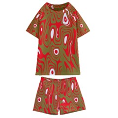 Red-dark Kids  Swim Tee And Shorts Set by nateshop