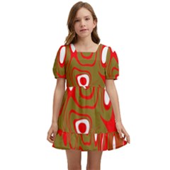 Red-dark Kids  Short Sleeve Dolly Dress by nateshop