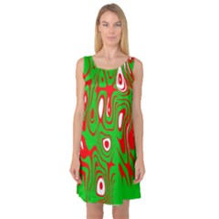 Red-green Sleeveless Satin Nightdress by nateshop