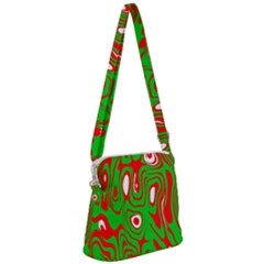 Red-green Zipper Messenger Bag by nateshop