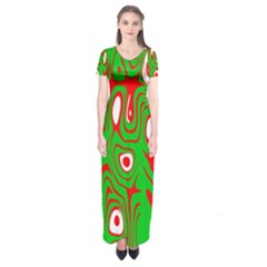 Red-green Short Sleeve Maxi Dress by nateshop