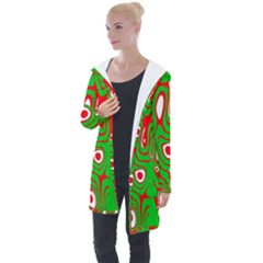 Red-green Longline Hooded Cardigan by nateshop