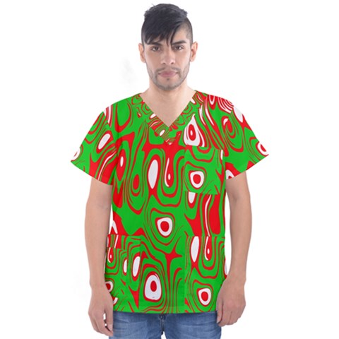 Red-green Men s V-neck Scrub Top by nateshop