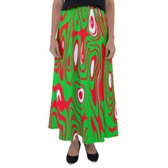 Red-green Flared Maxi Skirt by nateshop