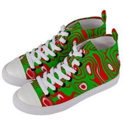 Red-green Women s Mid-top Canvas Sneakers by nateshop