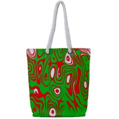 Red-green Full Print Rope Handle Tote (small) by nateshop