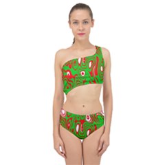 Red-green Spliced Up Two Piece Swimsuit by nateshop