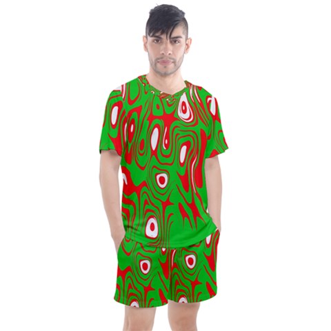 Red-green Men s Mesh Tee And Shorts Set by nateshop