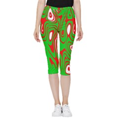 Red-green Inside Out Lightweight Velour Capri Leggings 