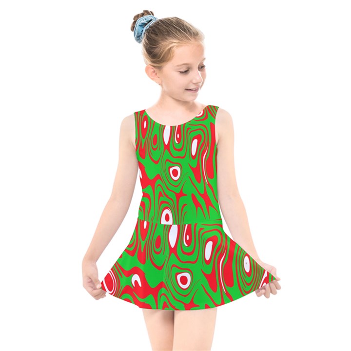 Red-green Kids  Skater Dress Swimsuit