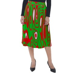 Red-green Classic Velour Midi Skirt  by nateshop