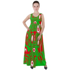 Red-green Empire Waist Velour Maxi Dress by nateshop