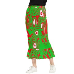 Red-green Maxi Fishtail Chiffon Skirt by nateshop