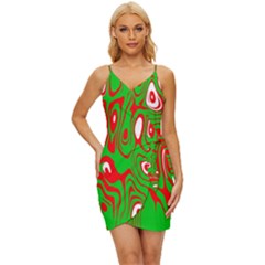 Red-green Wrap Tie Front Dress by nateshop