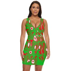 Red-green Draped Bodycon Dress by nateshop