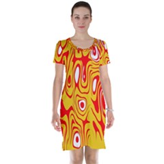 Red-yellow Short Sleeve Nightdress by nateshop