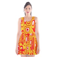 Red-yellow Scoop Neck Skater Dress by nateshop