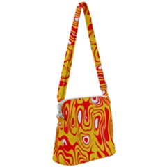 Red-yellow Zipper Messenger Bag by nateshop