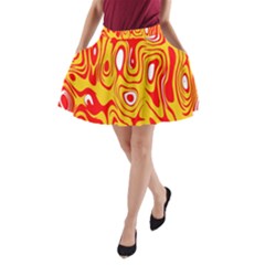 Red-yellow A-line Pocket Skirt by nateshop