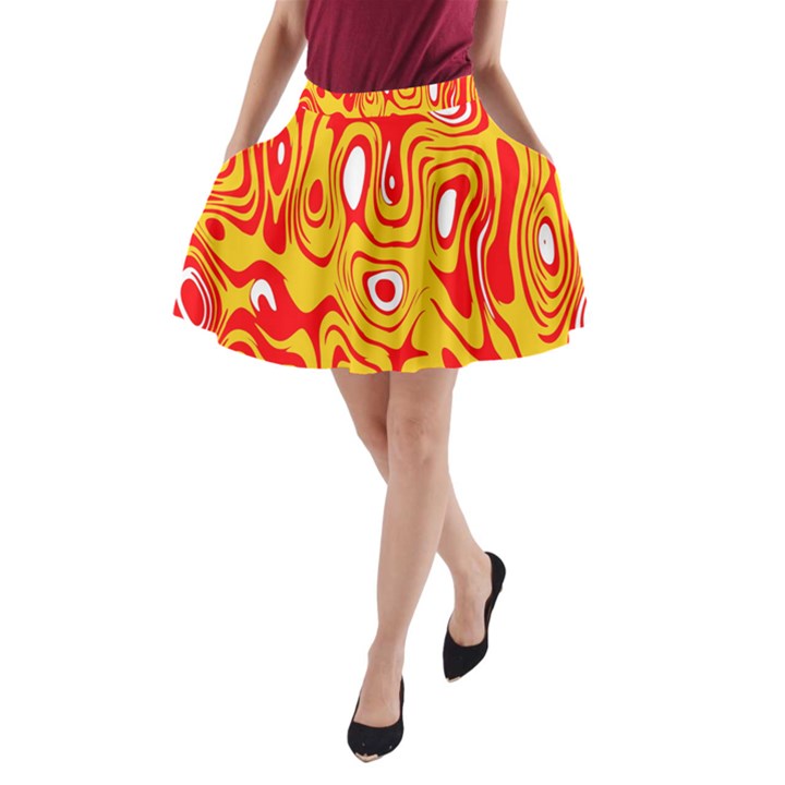 Red-yellow A-Line Pocket Skirt