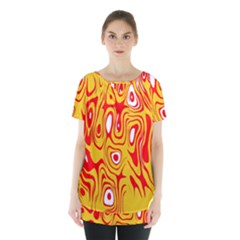 Red-yellow Skirt Hem Sports Top by nateshop