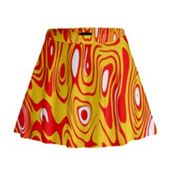 Red-yellow Mini Flare Skirt by nateshop