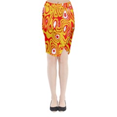 Red-yellow Midi Wrap Pencil Skirt by nateshop