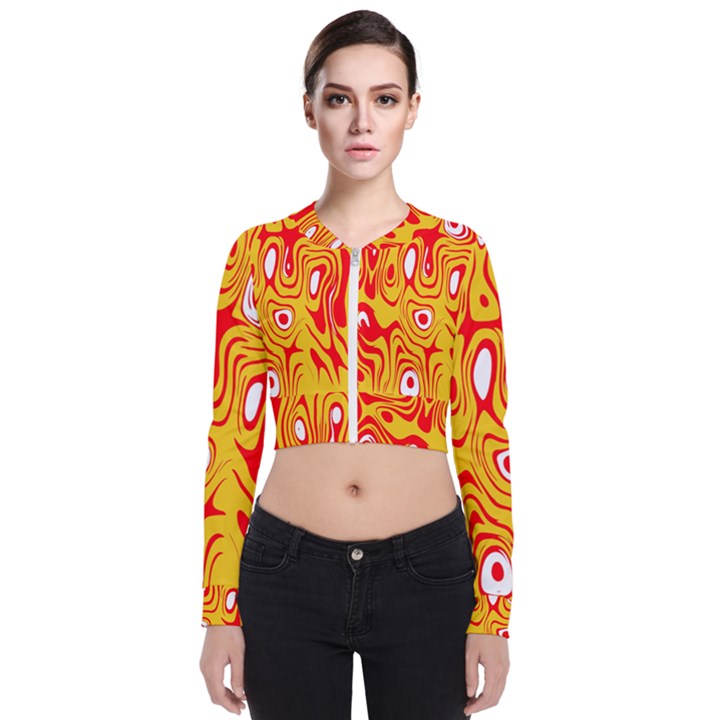 Red-yellow Long Sleeve Zip Up Bomber Jacket